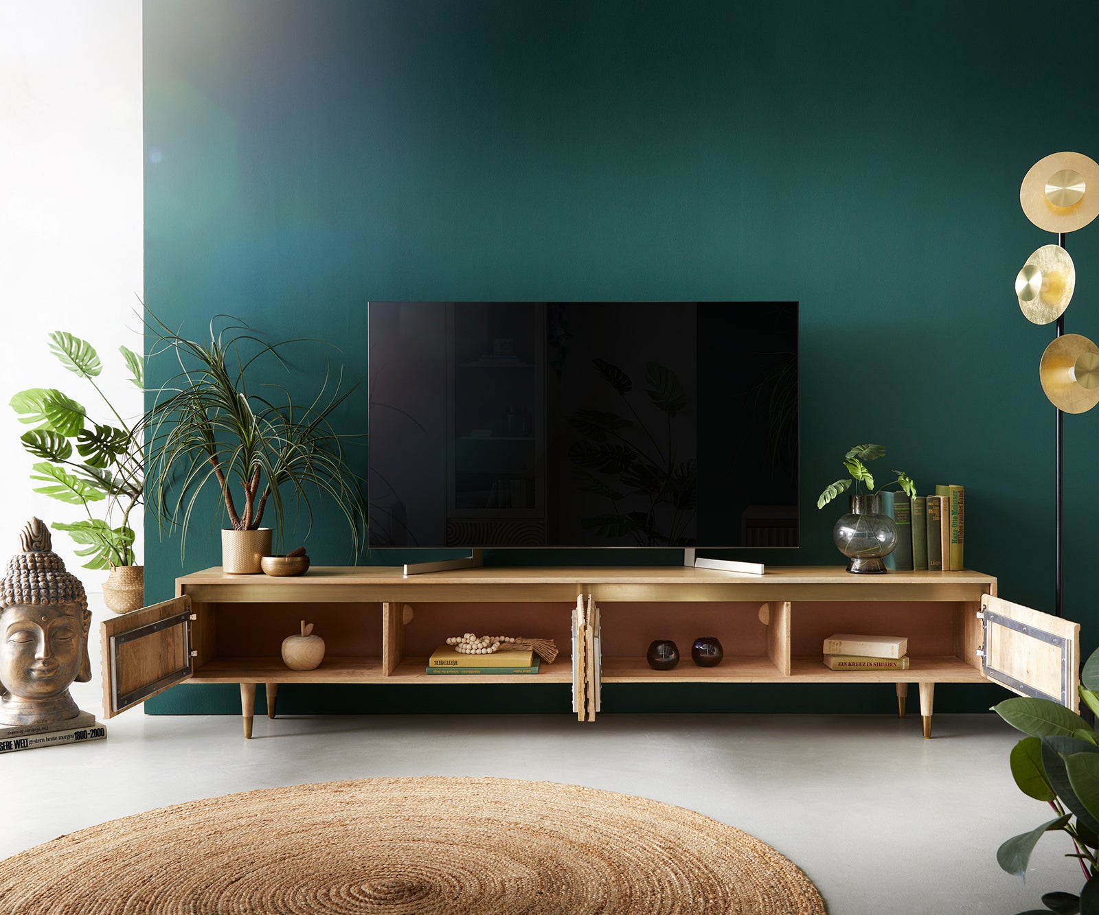 TV Stand Budaya 220cm 4 Doors Mango Wood Natural