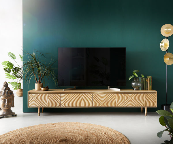 TV Stand Budaya 220cm 4 Doors Mango Wood Natural