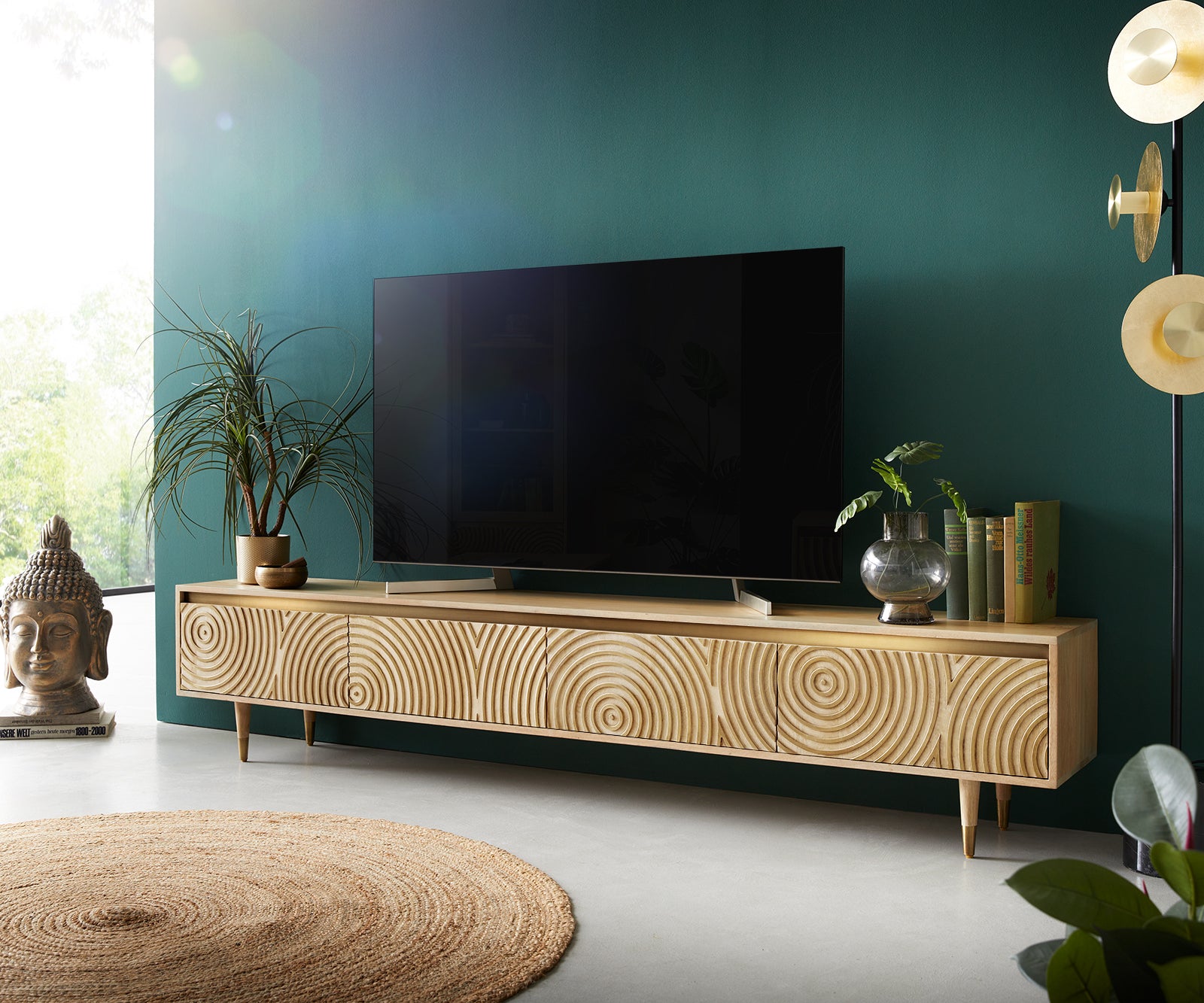 TV Stand Budaya 220cm 4 Doors Mango Wood Natural