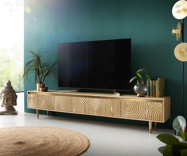 TV Stand Budaya 220cm 4 Doors Mango Wood Natural