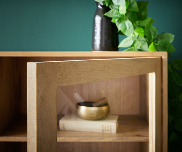 Display Cabinet Budaya 60x181cm 2 Doors Mango Wood Natural