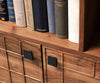 Display Cabinet Stonegrace 90X150 cm Acacia Wood Brown Stone Veneer V-Leg Black