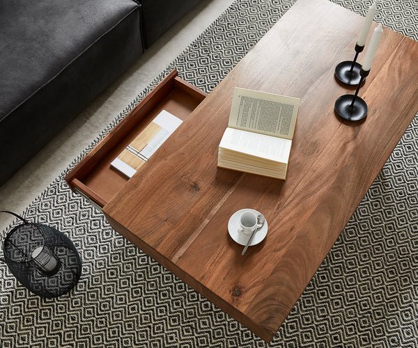 Coffee Table Stonegrace 115x60cm Acacia Wood Brown And Slate