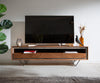 TV Stand Stonegrace 145-240 cm Acacia Wood Brown Stone Veneer V-Foot Black