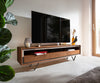 TV Stand Stonegrace Classic 175cm Acacia Wood Brown Stone Veneer V-Feet Black