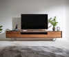 TV Stand Stonegrace 240cm 2 Doors Center Compartment Acacia Wood Brown Stone Veneer V-Foot Black