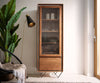 Display Cabinet Stonegrace 55x180cm Acacia Wood Brown Stone Veneer V-Foot Black