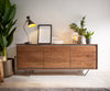 Sideboard Stonegrace 175 cm 2 Doors Acacia Wood Brown Stone Veneer V-Leg Black