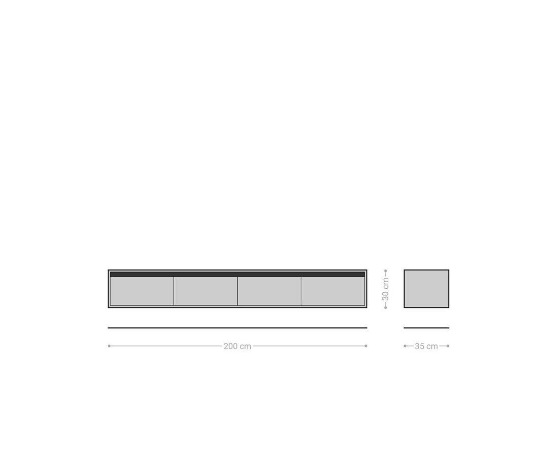 Floating TV Stand Stonegrace Straight-Edge 200cm Acacia Wood Brown Slate
