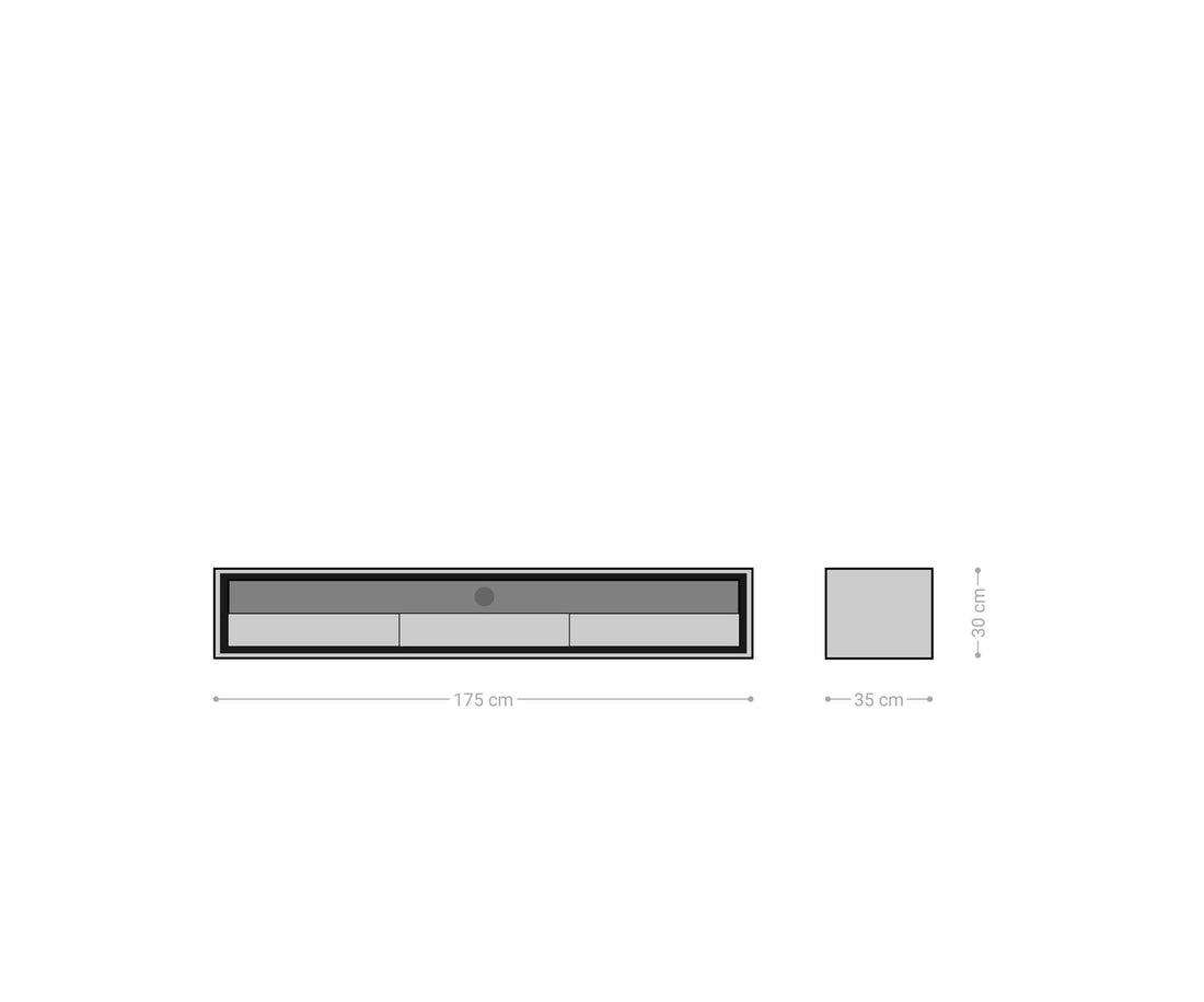 Floating TV Stand Stonegrace Classic 175cm Acacia Wood Brown Stone Veneer