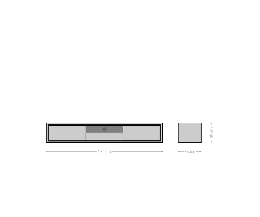Floating TV Stand Stonegrace Classic 175cm Acacia Wood Brown Stone Veneer 2 Doors 1 Compartment
