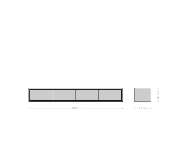 Floating TV Stand Stonegrace Classic 200cm 4 Doors Acacia Wood Brown Stone Veneer
