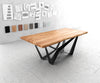 Dining Table Olympus Live Edge Acacia Wood Natural Spider Frame Black 200-300cm