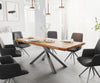 Dining Table Olympus Live Edge 200cm Acacia Wood Natural Cross Frame Steel 55mm Top