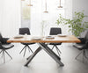 Dining Table Olympus Live Edge 200cm Acacia Wood Natural Cross Frame Steel 55mm Top