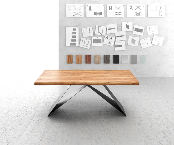 Dining Table Olympus Live Edge 200cm Acacia Wood Natural V-Frame Black 55mm Top