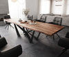 Dining Table Olympus Live Edge 300cm Acacia Wood Brown Spider Frame Black 55mm Top