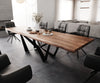 Dining Table Olympus Live Edge Acacia Wood Brown Spider Frame Black 260-300cm