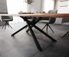 Dining Table Olympus Live Edge 300cm Acacia Wood Brown Cross Frame Black 55mm Top