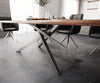 Dining Table Olympus Live Edge 300cm Acacia Wood Brown Cross Frame Steel 55mm Top