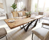 Dining Table Olympus Live Edge 260cm Acacia Wood Natural Spider Frame Black 35mm Top