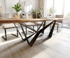 Dining Table Olympus Live Edge Acacia Wood Natural Spider Frame Black 200-300cm