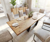 Dining Table Olympus Live Edge Acacia Wood Natural Spider Frame Black 200-300cm