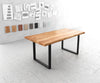 Dining Table Olympus Live Edge Acacia Wood Natural Square Frame Slim Black 140-300cm