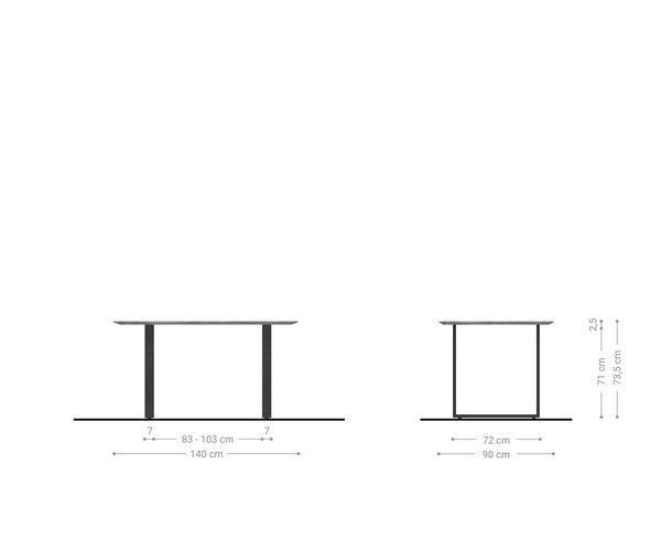 Dining Table Olympus 140x90cm Acacia Wood Natural Square Frame Black