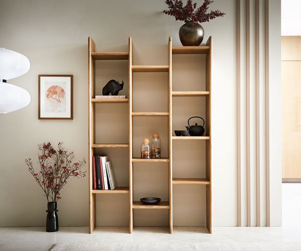 Bookcase Tizi 110x175cm Acacia Wood Natural