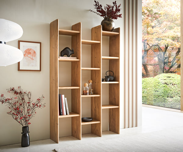 Bookcase Tizi 110x175cm Acacia Wood Natural