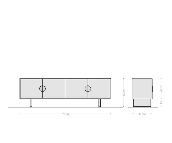 TV Stand Surimu 175cm Acacia Wood Brown 4 Doors Cork Handle