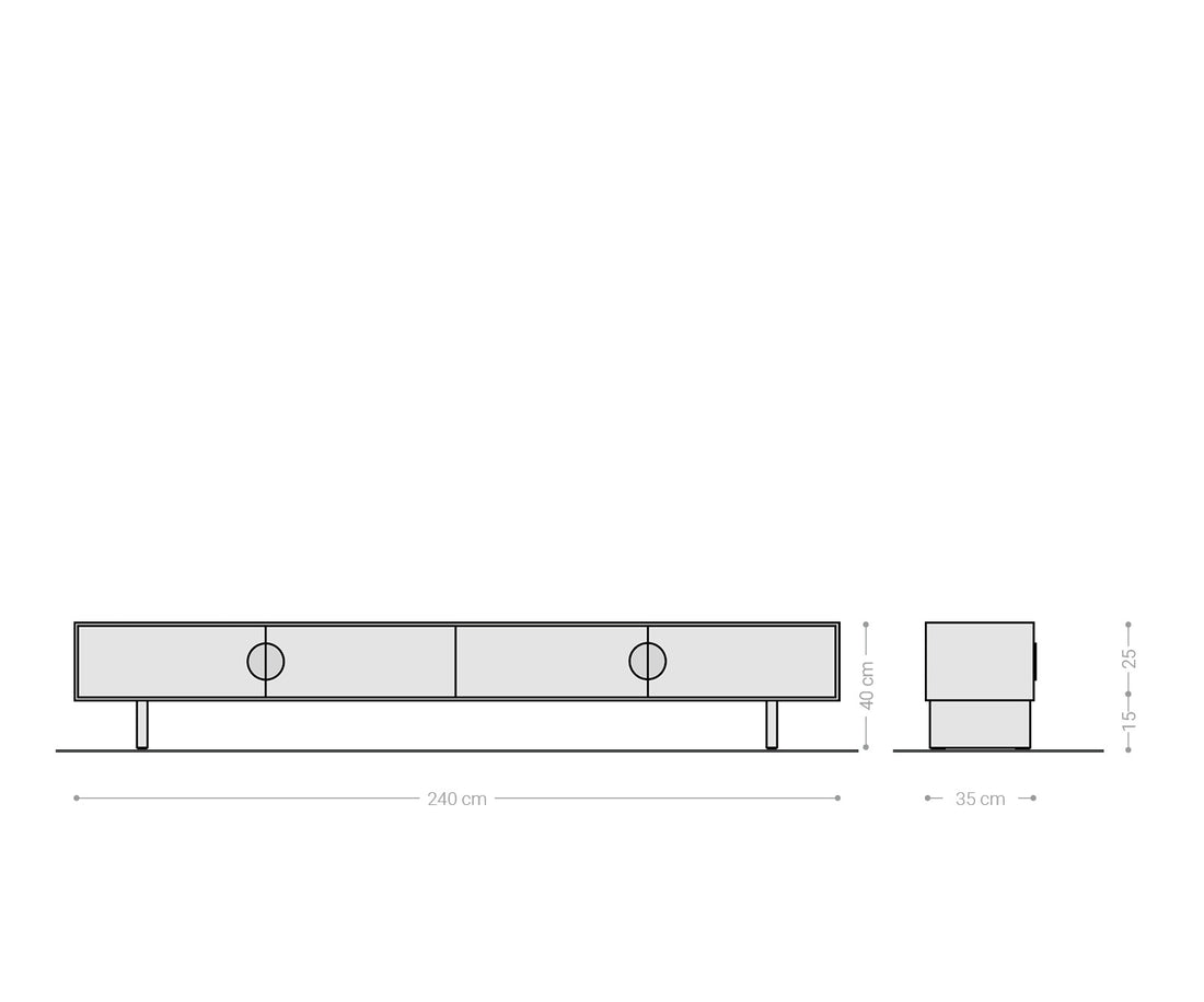 TV Stand Surimu 240cm Acacia Wood Light Brown 4 Doors Cork Handle