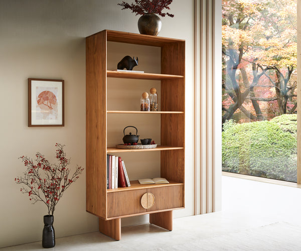Shelf Surimu 88x185cm Acacia Wood Brown 2 Doors 4 Compartments