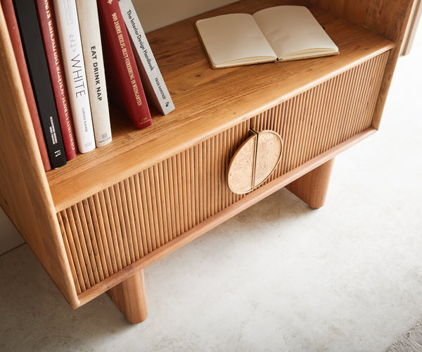 Shelf Surimu 88x185cm Acacia Wood Brown 2 Doors 4 Compartments
