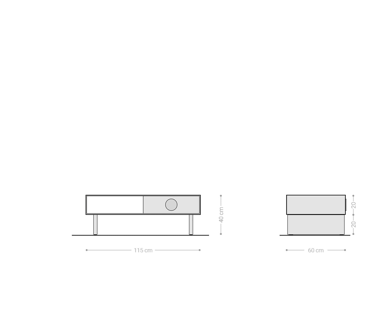 Coffee Table Surimu 115x60cm Acacia Wood Brown 2 Drawers Cork Handle