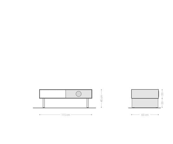 Coffee Table Surimu 115x60cm Acacia Wood Brown 2 Drawers Cork Handle