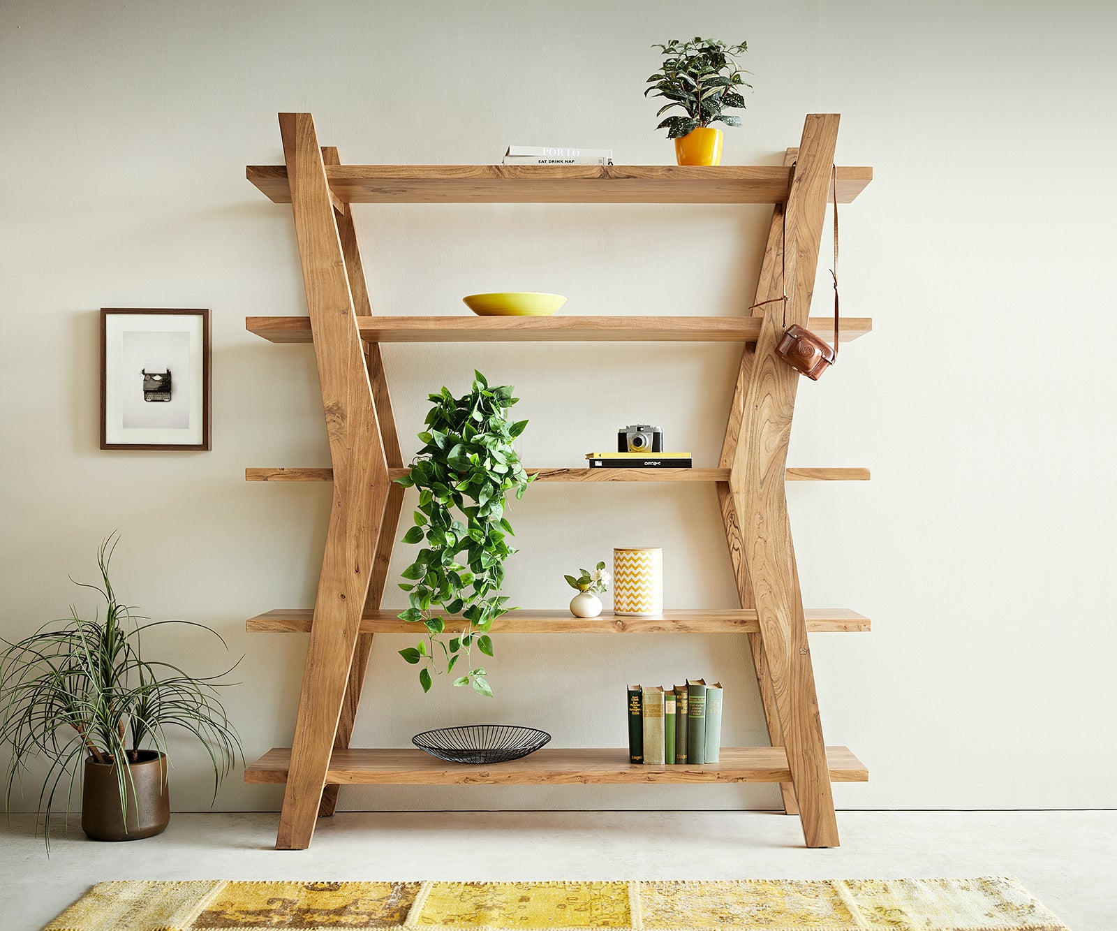 Freestanding Shelf Rack Xanthios 172cm Acacia Wood Natural