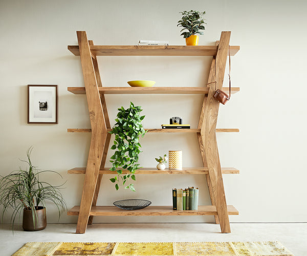 Freestanding Shelf Rack Xanthios 172cm Acacia Wood Natural