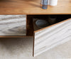 TV Stand Kleo 200cm Acacia Wood Natural 4 Doors V-Foot Stainless Steel