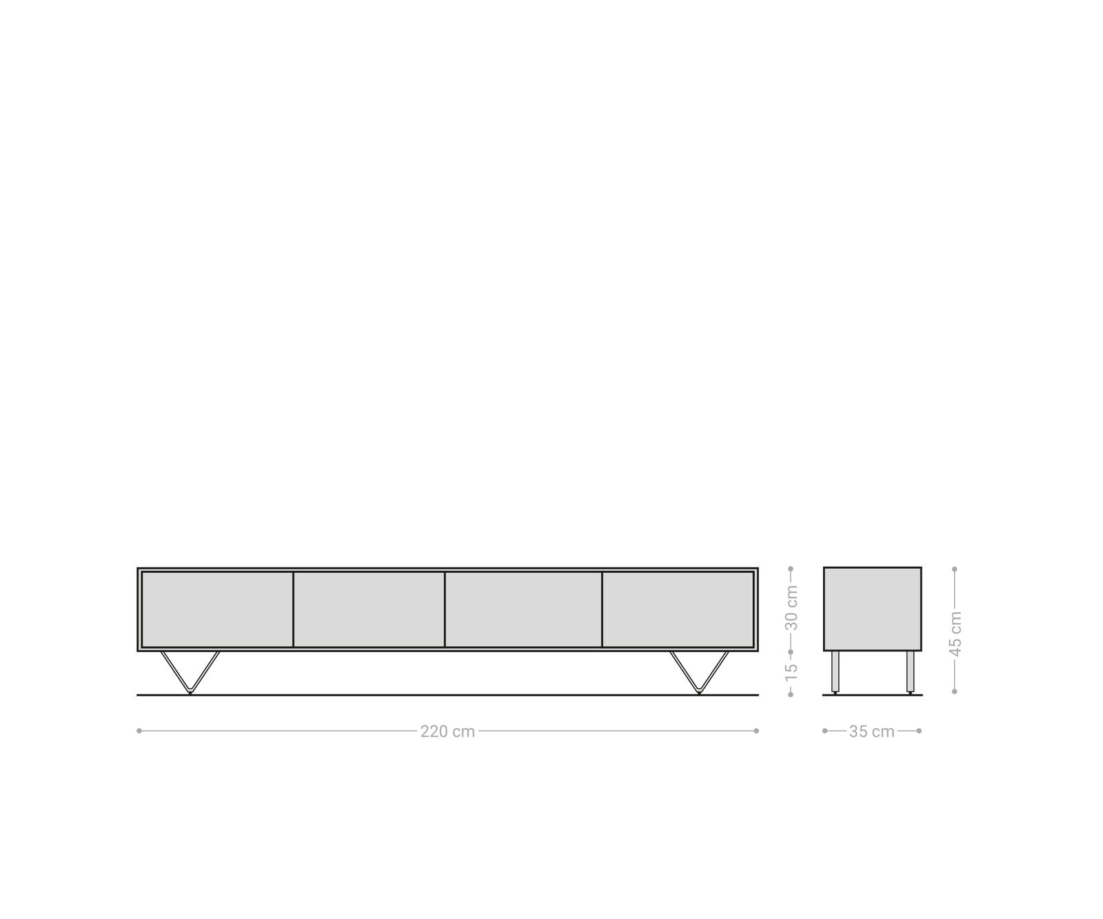TV Stand Kleo 220cm Acacia Wood Natural 4 Doors