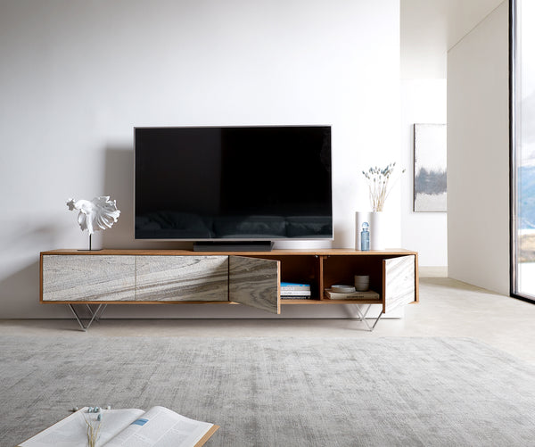 TV Stand Kleo 220cm Acacia Wood Natural 4 Doors
