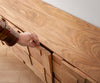 Sideboard Puzzle 175cm Acacia Wood Natural 3 Doors Narrow Feet Black