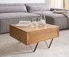 Coffee Table Kayu 60x60cm 2 Drawers Acacia Wood Natural V-Feet Silver