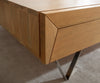 Coffee Table Kayu 60x60cm 2 Drawers Acacia Wood Natural V-Feet Silver