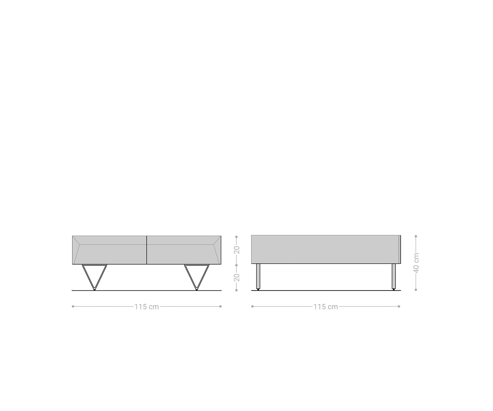 Coffee Table Kayu 115x115cm 4 Drawers Acacia Wood Natural V-Feet Silver