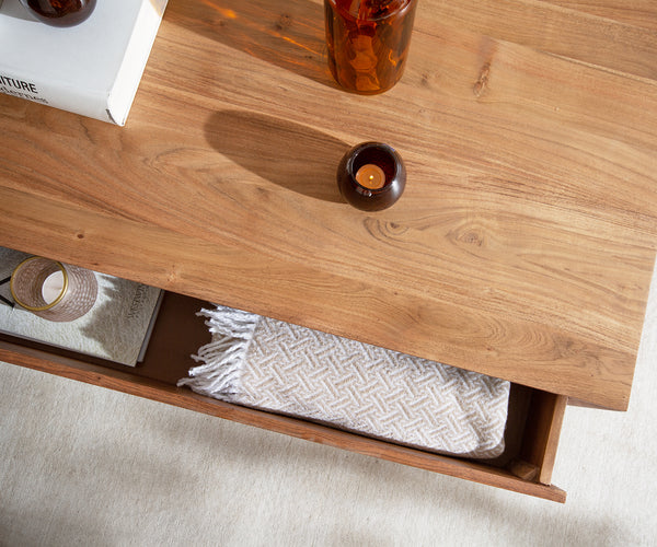 Coffee Table Stonegrace 80cm Acacia Wood Natural And Slate