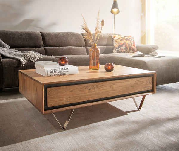Coffee Table Stonegrace 115cm Acacia Wood Natural And Slate