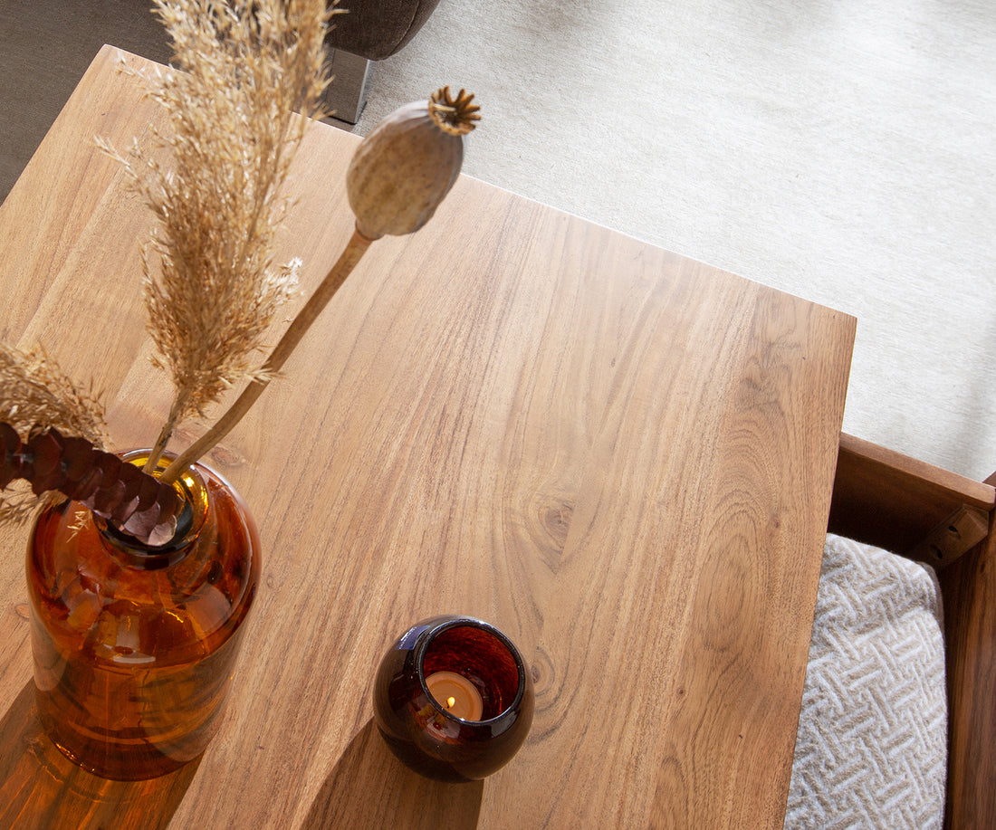 Coffee Table Stonegrace Classic 115cm Acacia Wood Natural And Slate