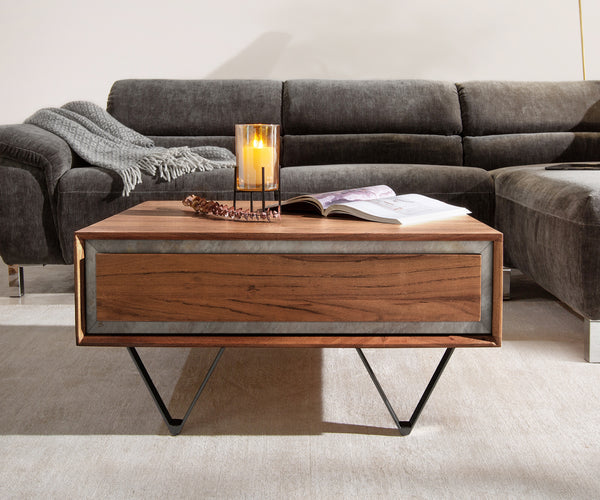 Coffee Table Stonegrace 80cm Acacia Wood Brown And Slate